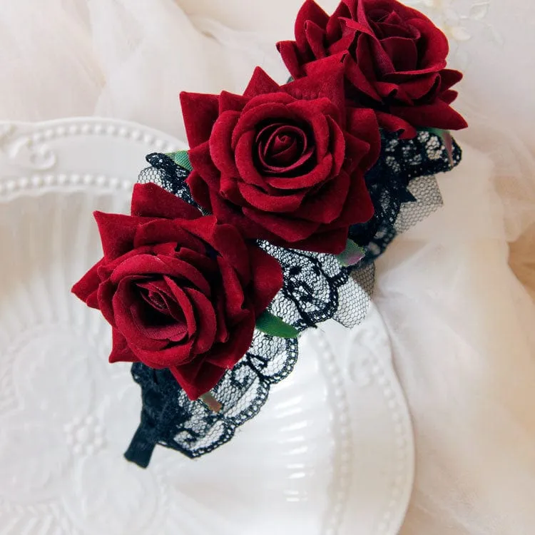 Gothic Rose Spitze Brautkopfschmuck für Damen