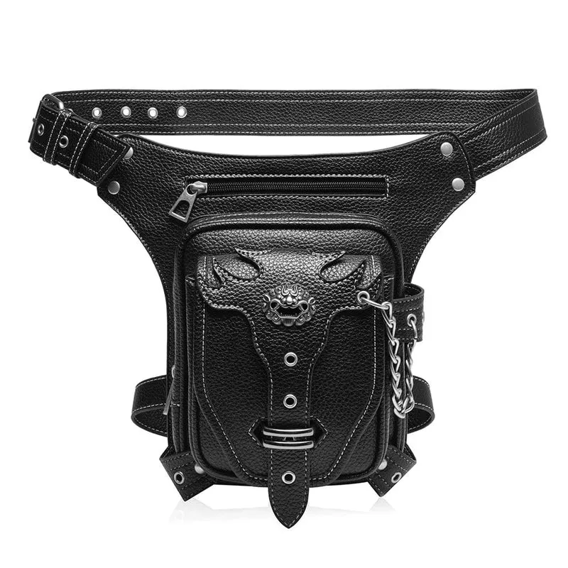Herren Steampunk Lion's Head Kette Gürteltasche