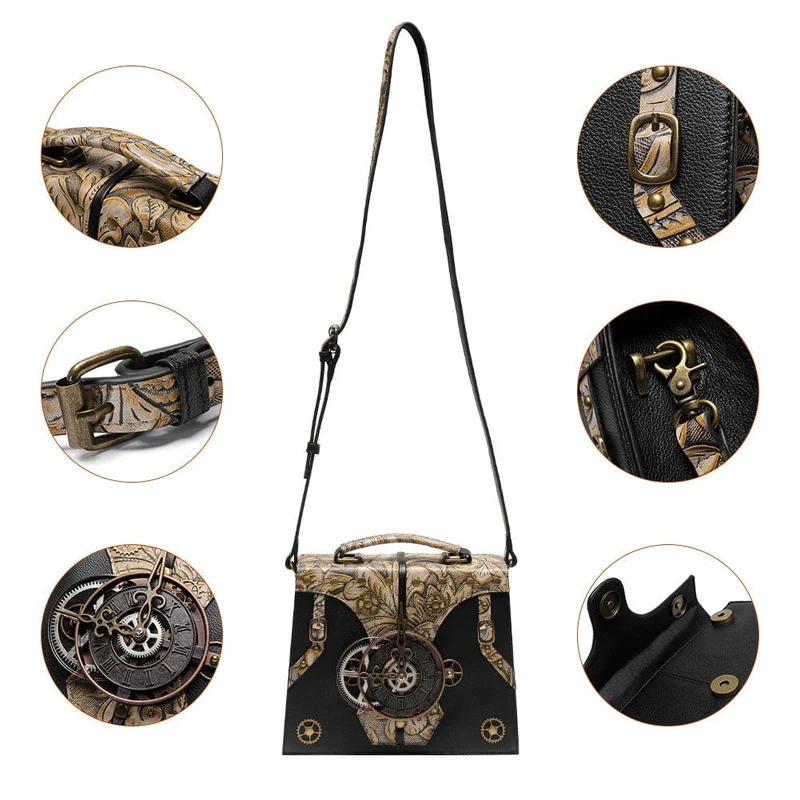 Unisex Steampunk Gear Spleißtasche mit Prägung