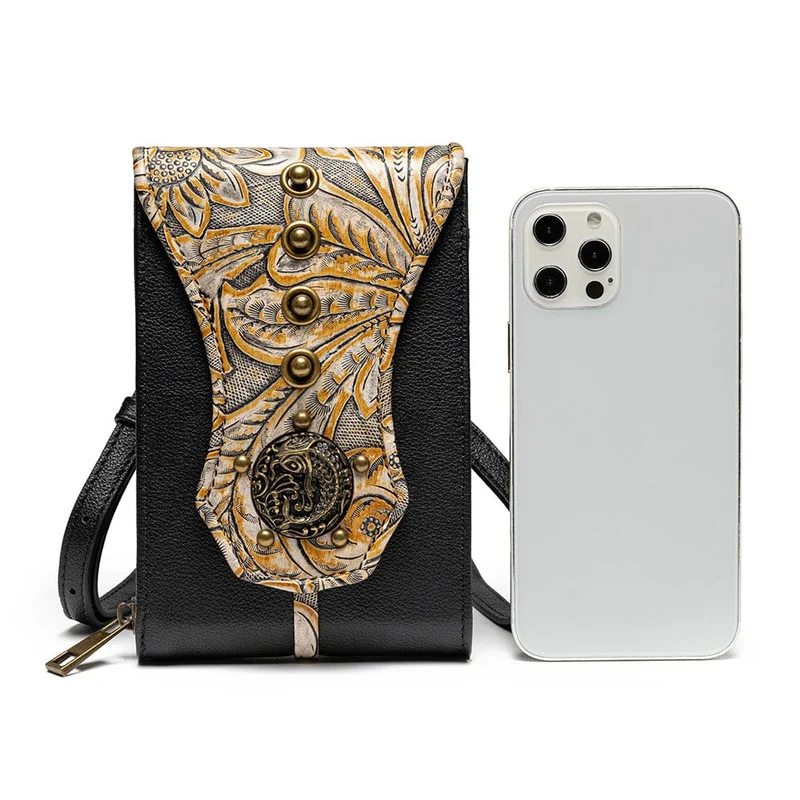 Unisex Steampunk Nieten geprägte Mini-Tasche