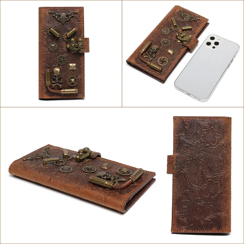 Unisex Steampunk Gear Schädel geprägte Geldbörse