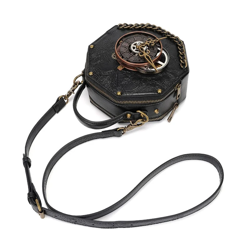 Steampunk Gear Clock Bag für Damen mit abnehmbaren Trägern