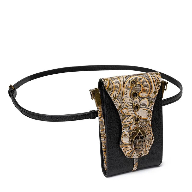 Mini-Tasche mit Steampunk-Schädelprägung für Damen