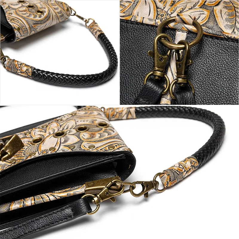 Mini-Tasche mit Steampunk-Schädelprägung für Damen
