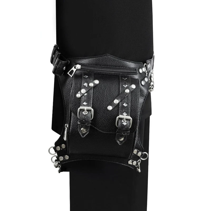 Steampunk Gürteltasche aus Kunstleder mit genagelter Schnalle für Herren