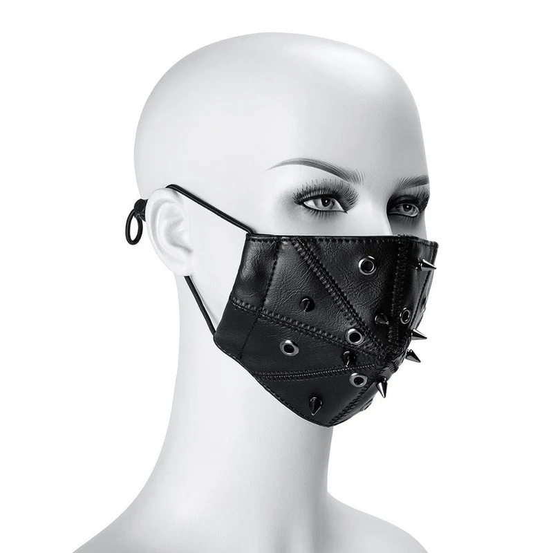 Unisex Steampunk Spikey Stitch Kunstledermaske