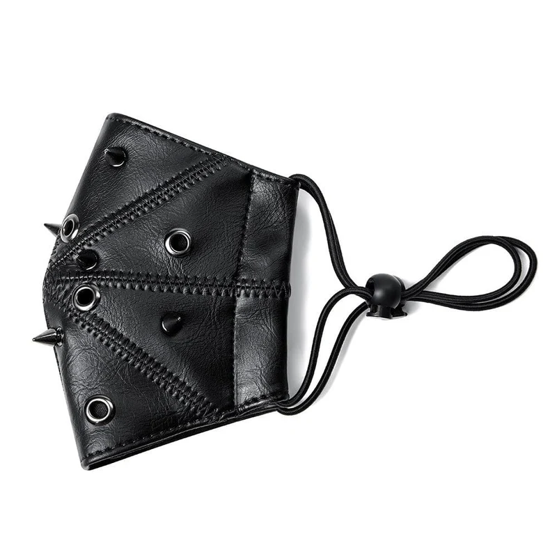 Unisex Steampunk Spikey Stitch Kunstledermaske