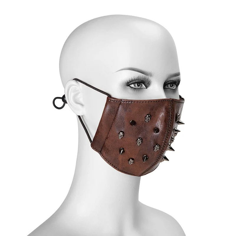 Unisex Steampunk Skulls Nieten Kunstledermaske