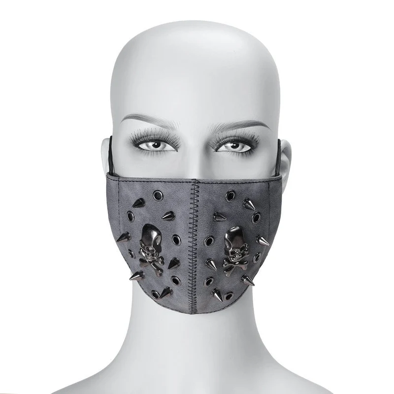 Unisex-Steampunk-Schädel-Nieten-Stich-Maske