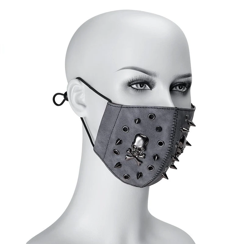 Unisex-Steampunk-Schädel-Nieten-Stich-Maske