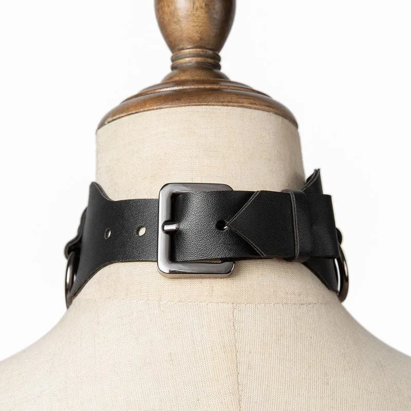 Damen Steampunk Annuli Halsband mit genagelter Schnalle
