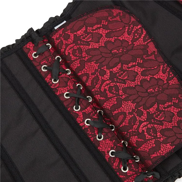 Gothic Vollbrustkorsett mit Rüschen und floraler Spitze für Damen