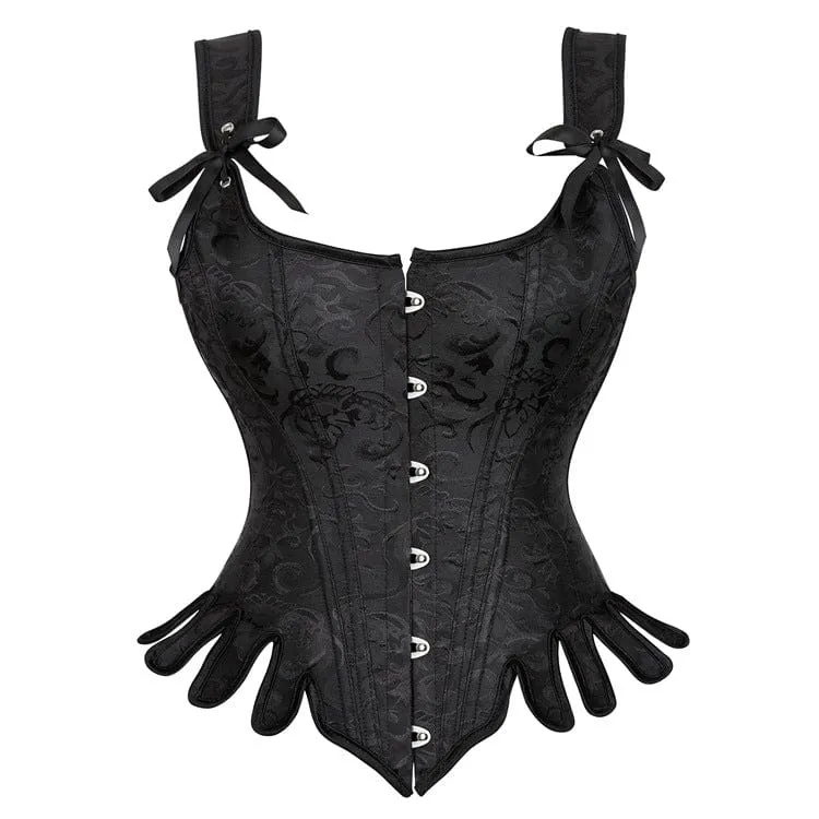 Grunge Strappy Jacquard Unregelmäßiges Vollbrustkorsett für Damen