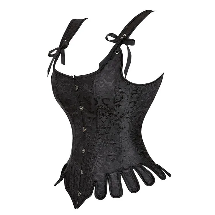 Grunge Strappy Jacquard Unregelmäßiges Vollbrustkorsett für Damen