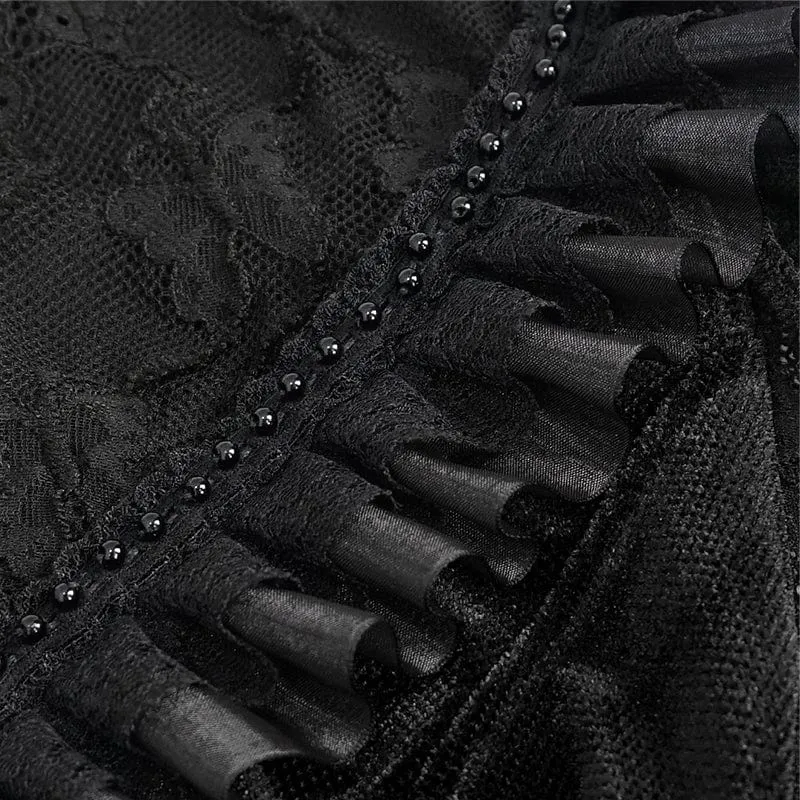 Damen Gothic Puffärmel Rüschen Spitzenhemd
