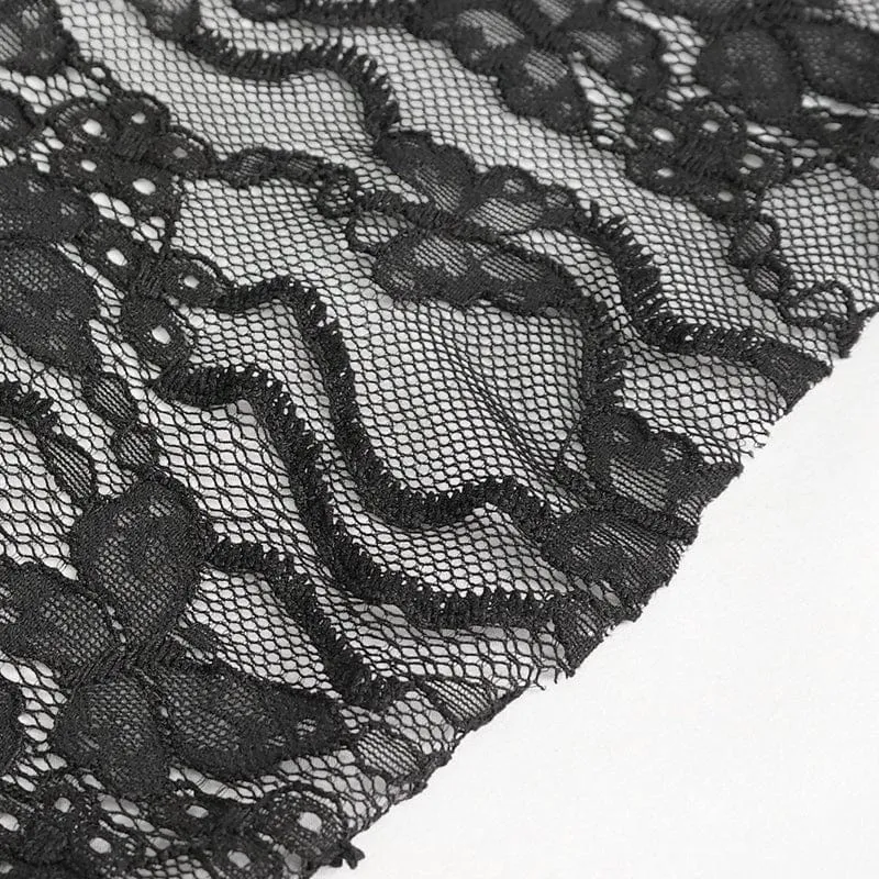 Damen Gothic Puffärmel Rüschen Spitzenhemd