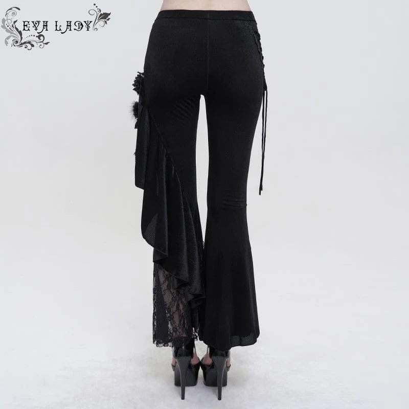 Gothic Riemchen-Splice-Schlaghose für Damen