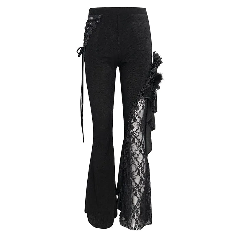 Gothic Riemchen-Splice-Schlaghose für Damen