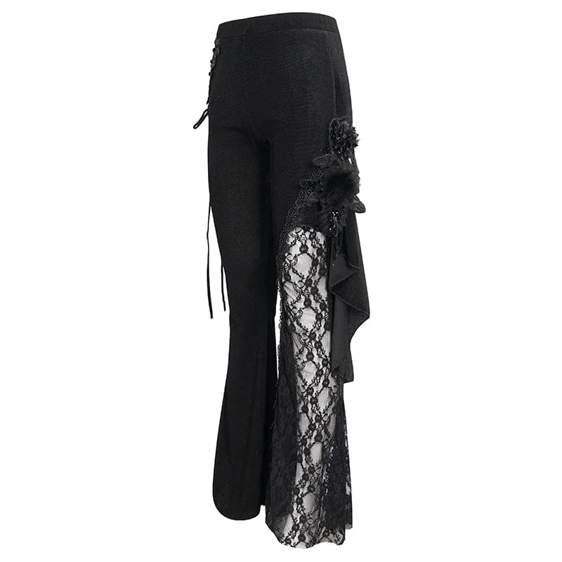 Gothic Riemchen-Splice-Schlaghose für Damen
