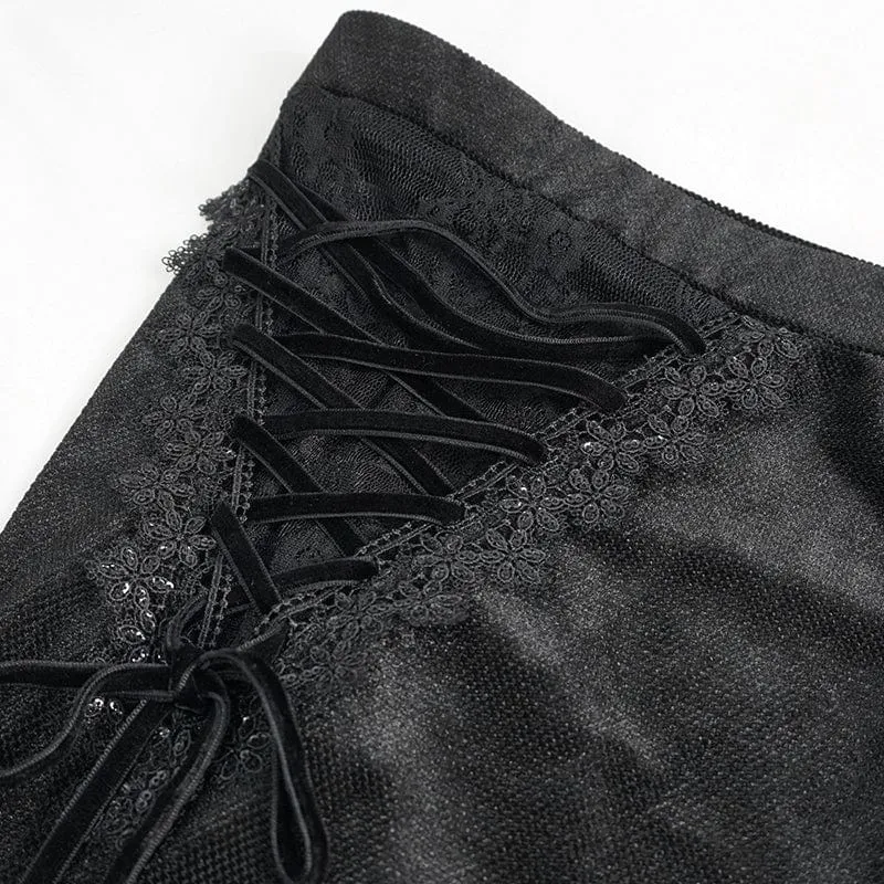 Gothic Riemchen-Splice-Schlaghose für Damen