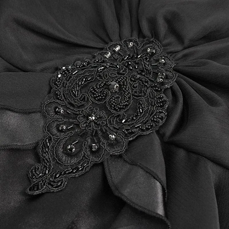 Damen-Brautkleid im Gothic-Stil mit ausgestellten Ärmeln und Spitzenspleiß