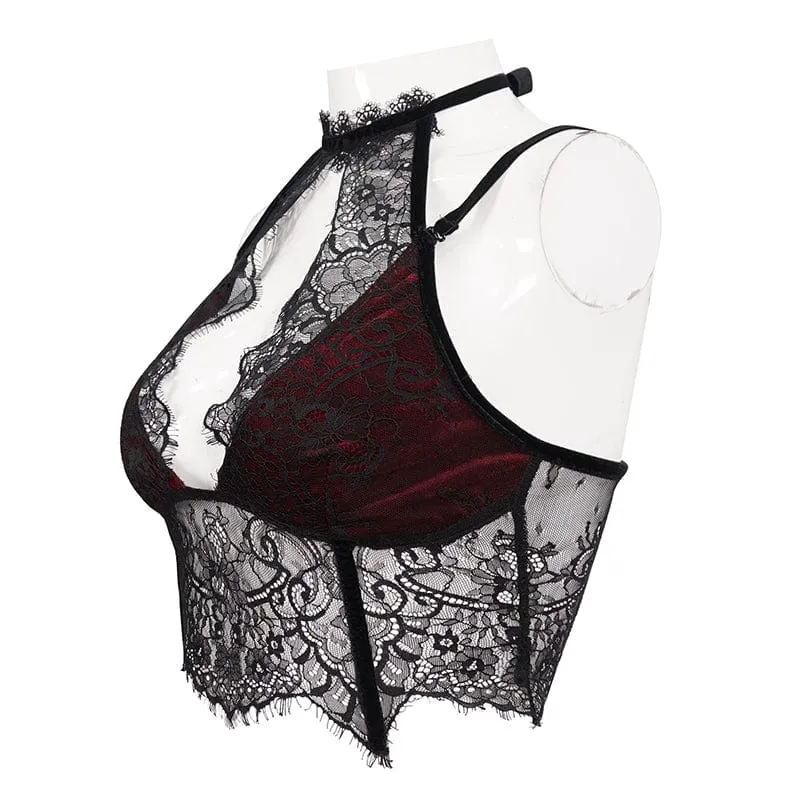 Damen Gothic Strappy Cutout Lace Bustier