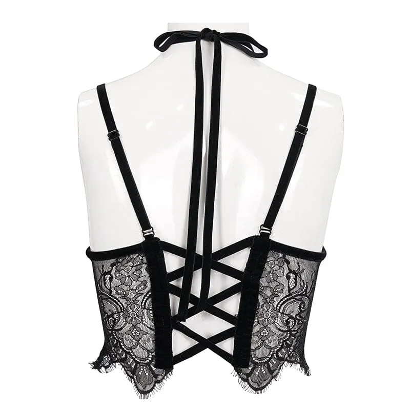 Damen Gothic Strappy Cutout Lace Bustier