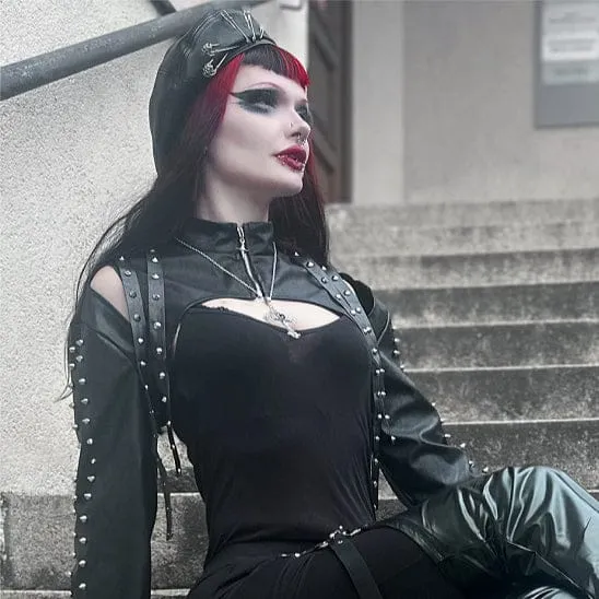 Damen Punk Clips Kunstleder Hut