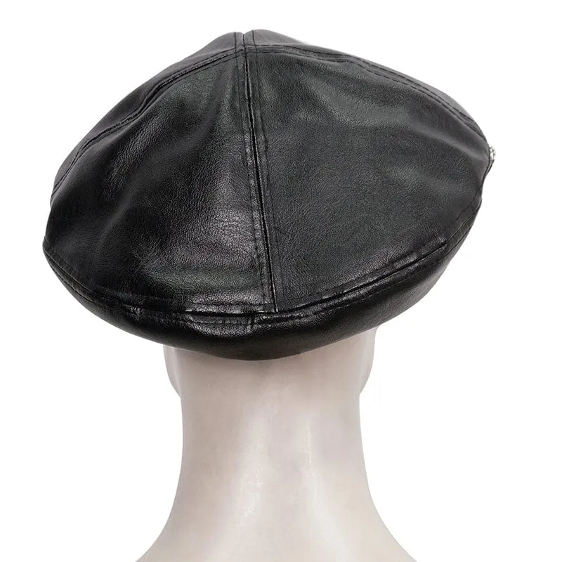 Damen Punk Clips Kunstleder Hut