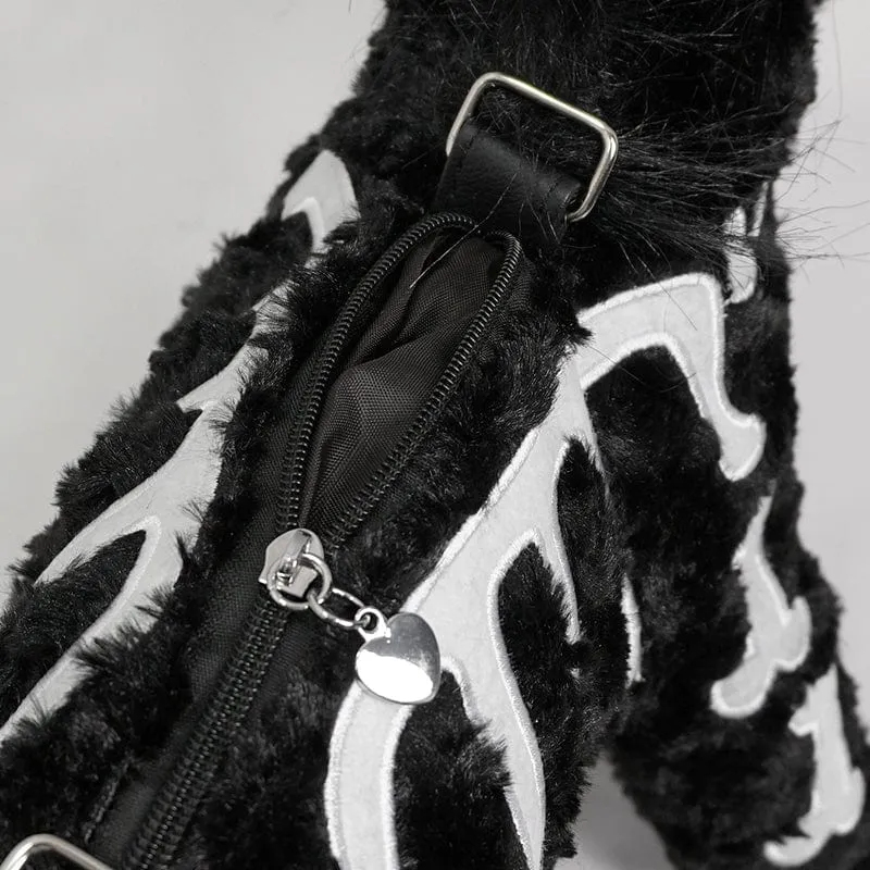 Flauschige Punk-Zebra-Tasche für Damen