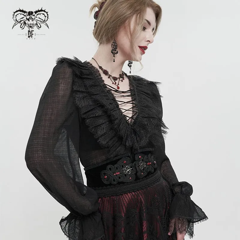Gothic Blumen bestickter Perlengürtel für Damen