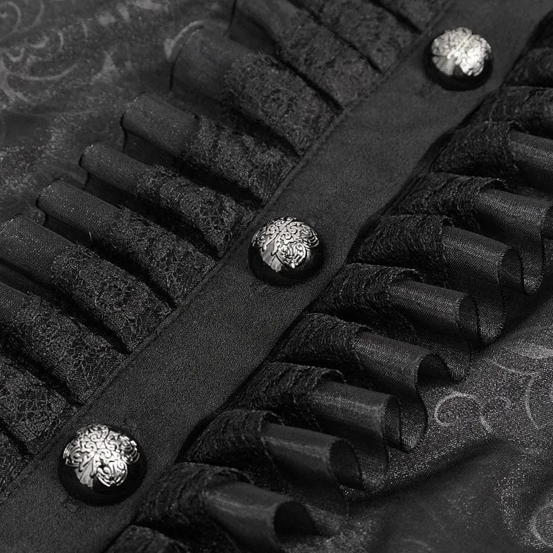 Gothic Riemchen Stehkragen Rüschenhemd für Damen