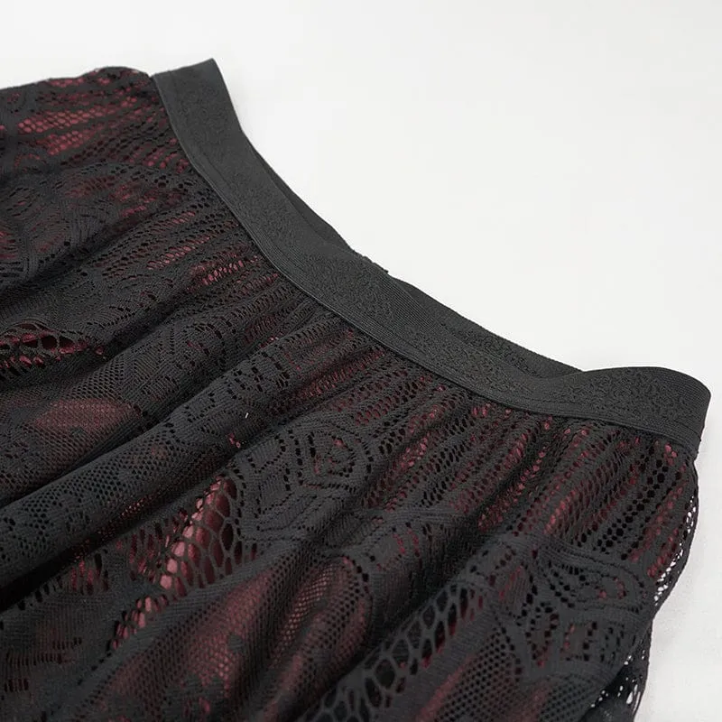 Mehrschichtiger, drapierter Gothic-Spitzenrock für Damen