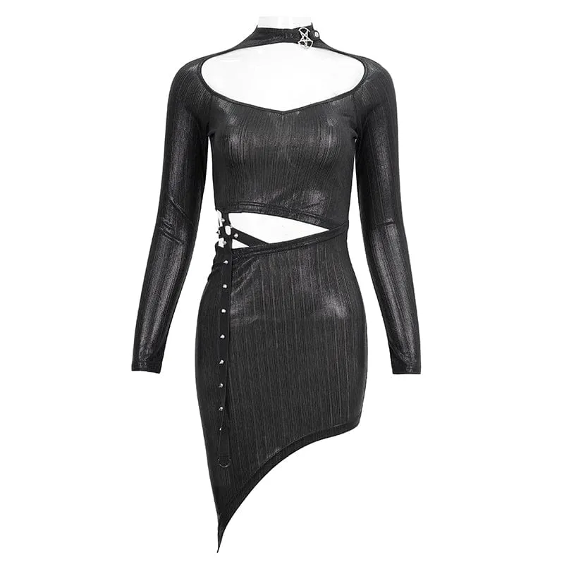 Damen-Punk-Ausschnitt, schmal geschnittenes, unregelmäßiges Kleid