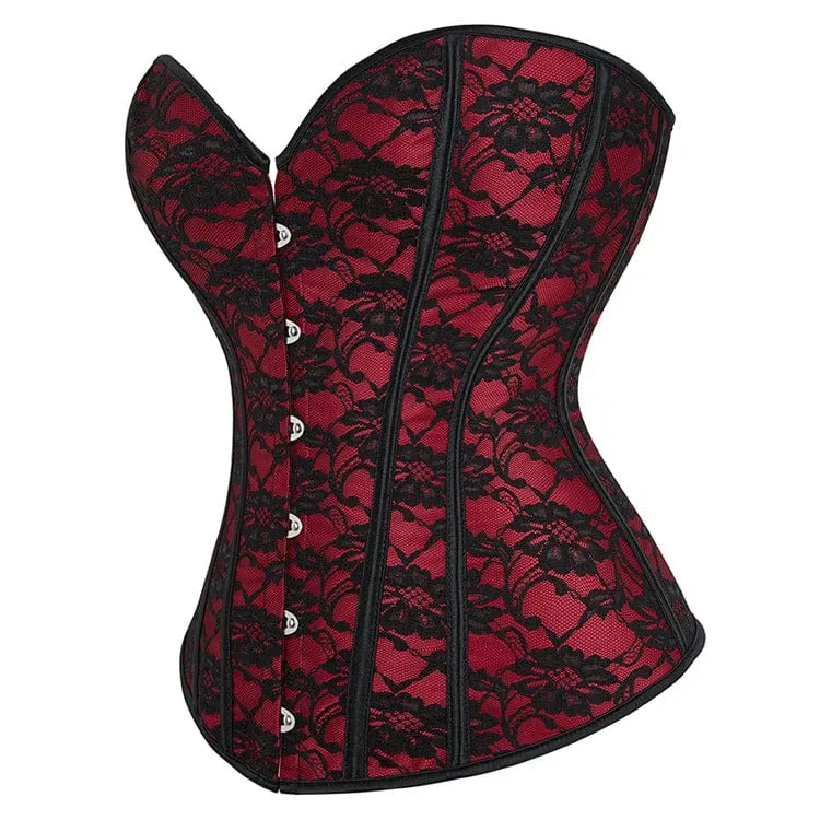 Gothic-Riemchen-Blumenspitze-Vollbrustkorsett für Damen