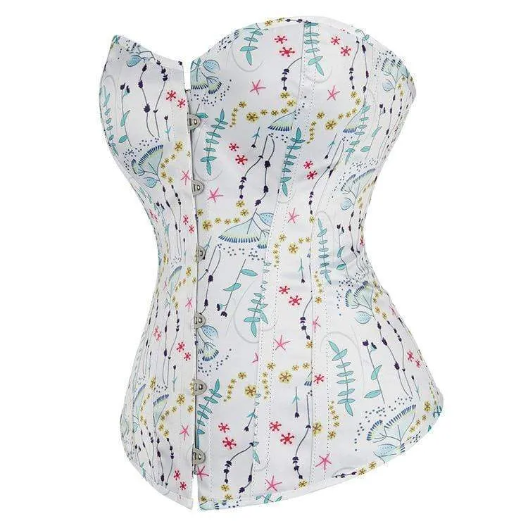 Gothic Strappy Damen Korsett mit floralem Print