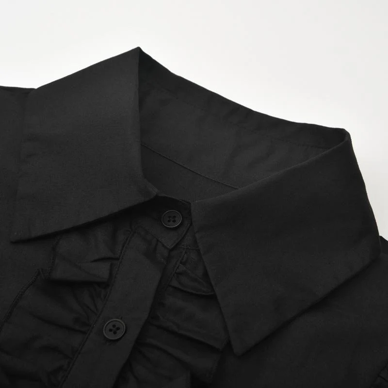 Damen Gothic Slim Fit Falbala Splice Shirt