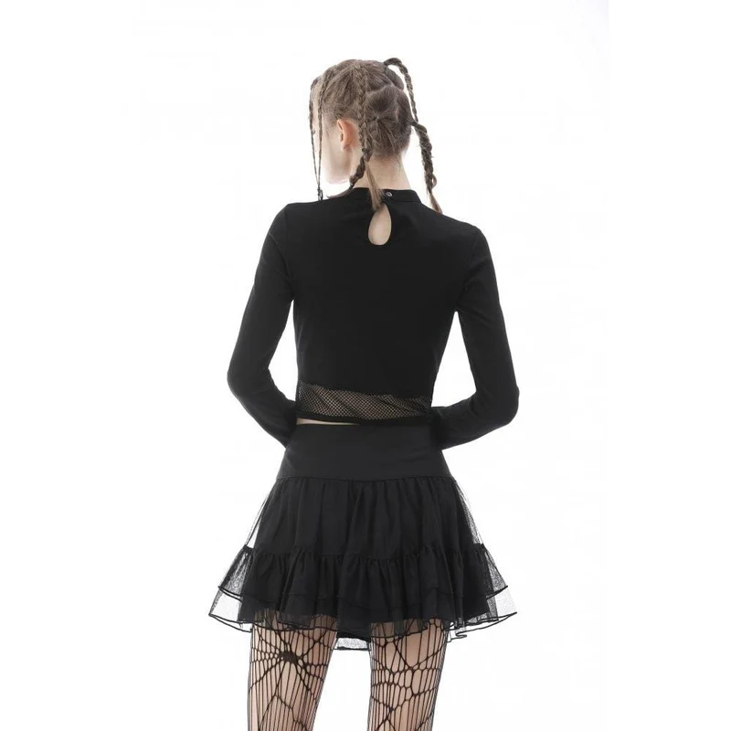 Damen Punk Cutout Mesh Splice Crop Top