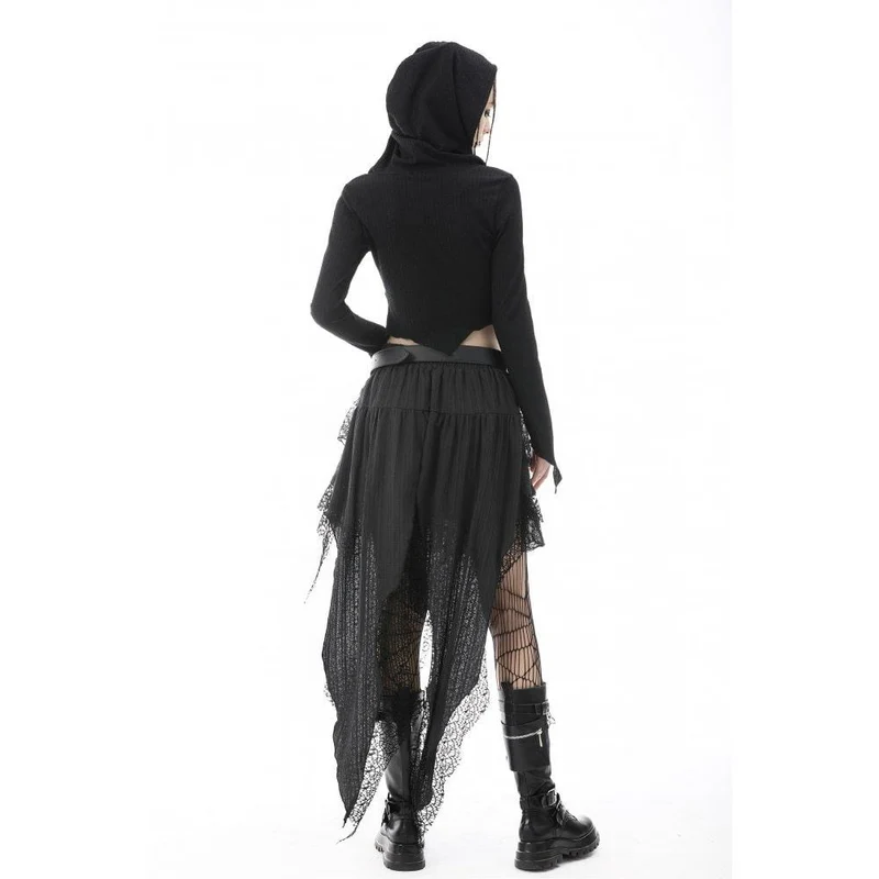 Damen Punk Unregelmäßiges Träger-Crop-Top mit Kapuze