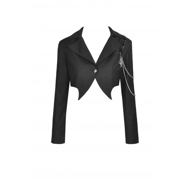 Damen Punk Unregelmäßige Kurzjacke mit Kette
