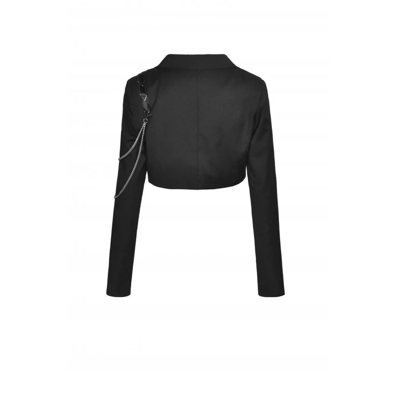 Damen Punk Unregelmäßige Kurzjacke mit Kette