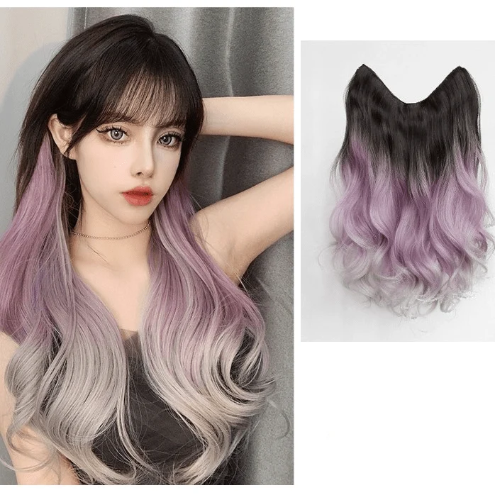 Double Color Deep Wave Synthetics Haarverlängerung für Damen