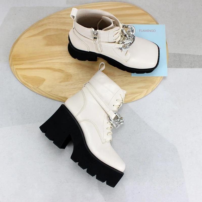 Gothic-Punk-Plateaustiefel mit eckiger Zehenpartie für Damen