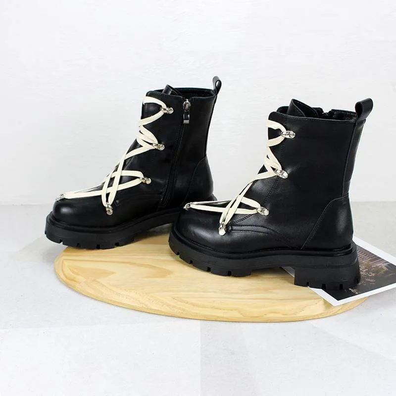 Gothic Punk Buskin Boots mit Schnürung und Reißverschluss für Damen