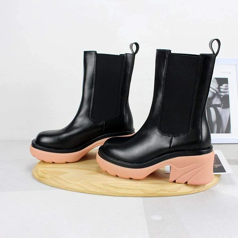 Gothic Punk Wedge Chelsea Boots für Damen