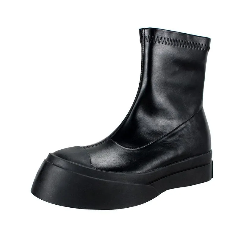 Damen Gothic Punk Zipper Splice Chelsea Boots