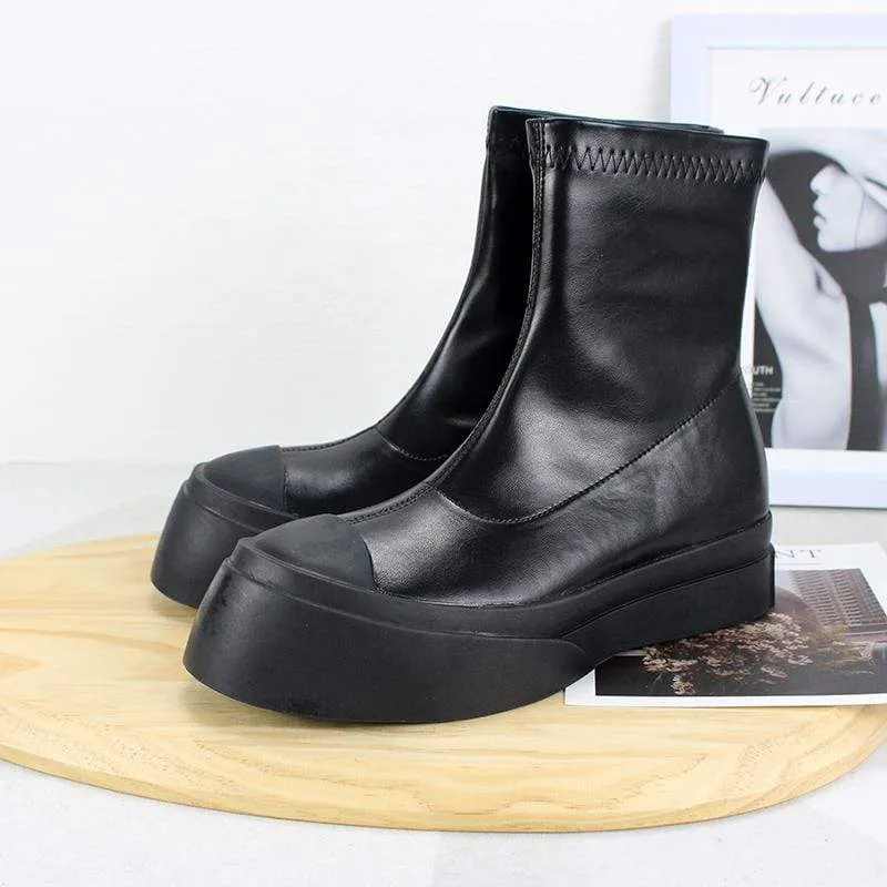Damen Gothic Punk Zipper Splice Chelsea Boots