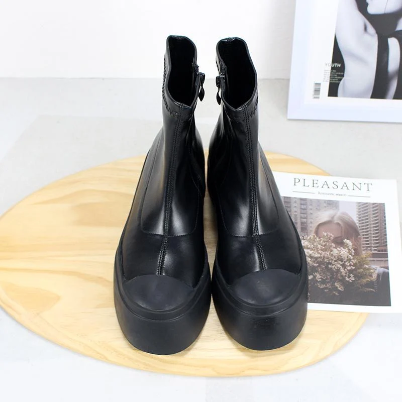 Damen Gothic Punk Zipper Splice Chelsea Boots