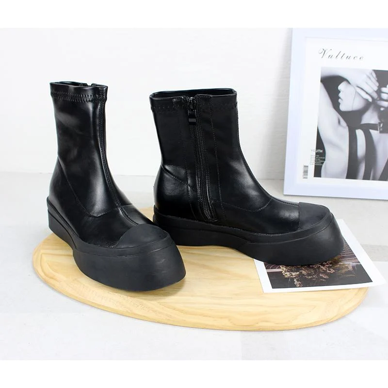 Damen Gothic Punk Zipper Splice Chelsea Boots