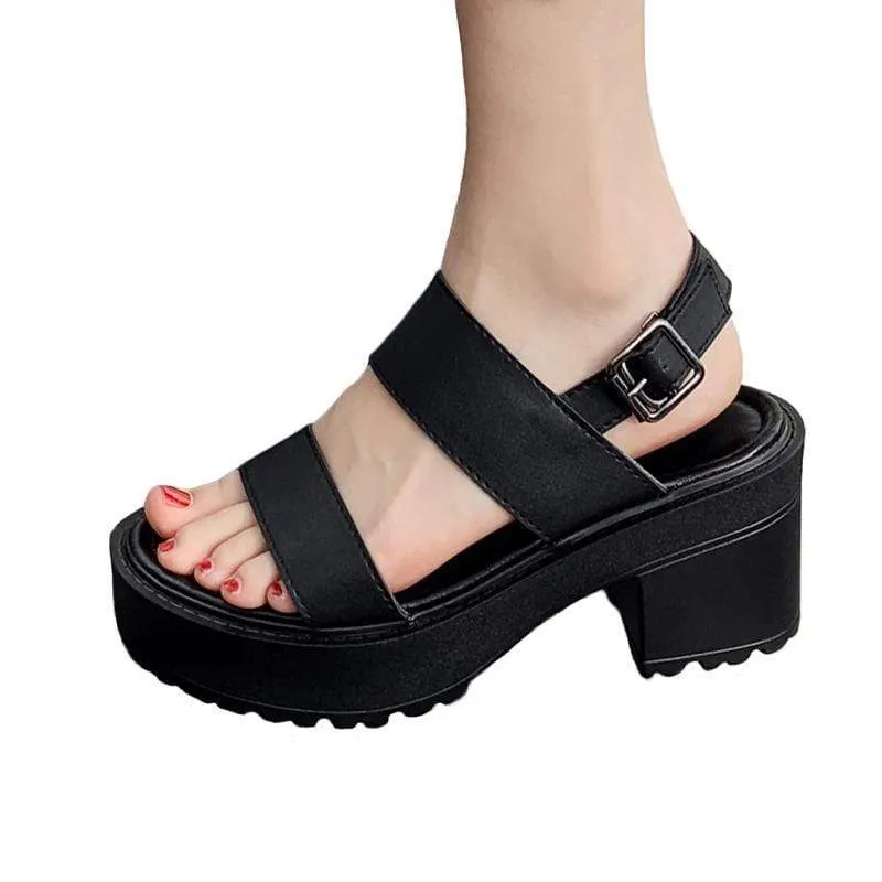 Damen Gothic Punk Plateausandalen mit offener Zehenpartie